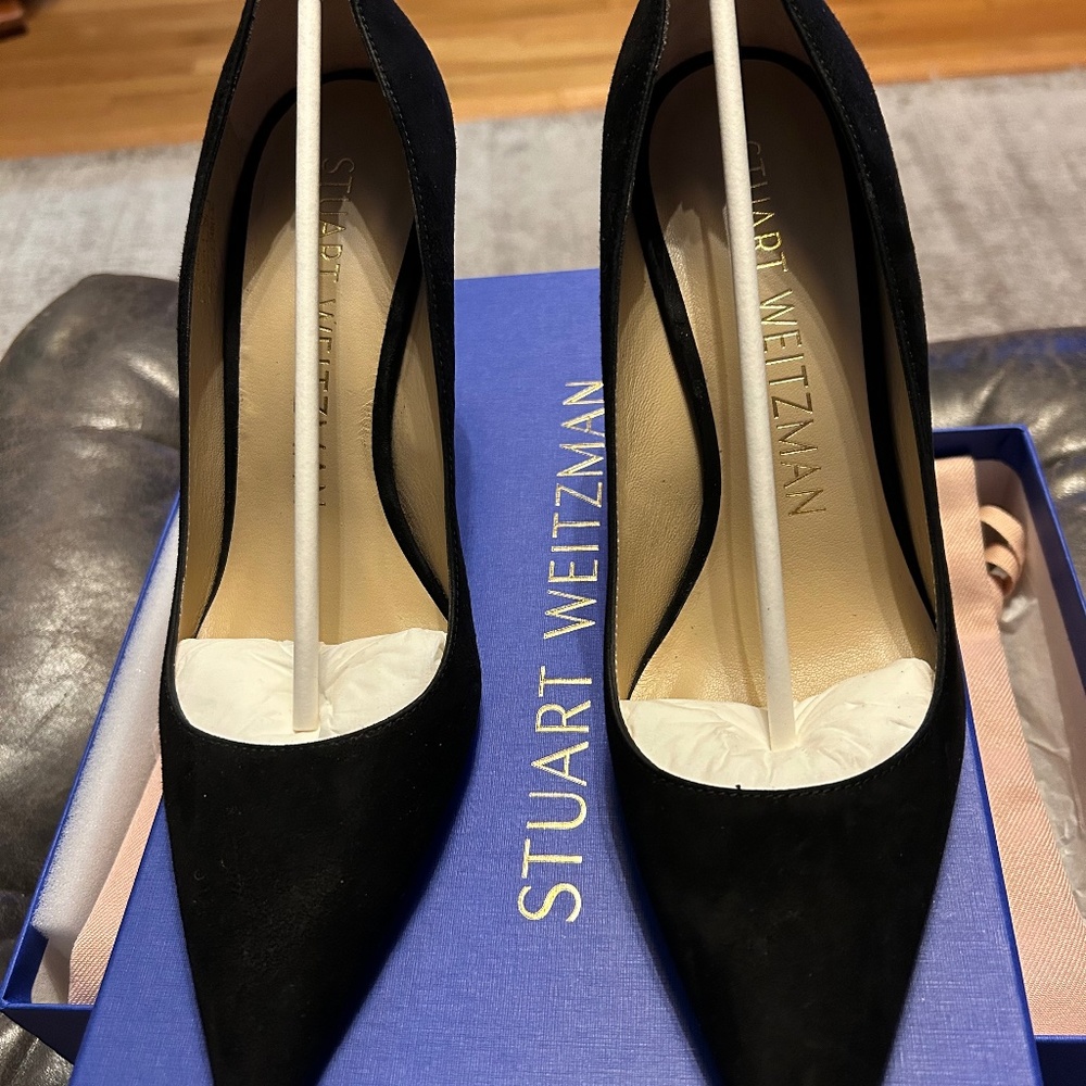Black suede Stuart Weitzman pumps